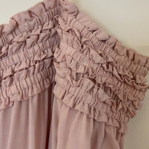 💗 H&M Women’s Light Pink Off-Shoulder Smocked Top | Size 12 - Picture 5 of 12